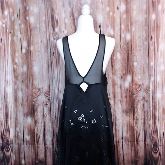 Free People silky, black, hi lo tunic top, Medium - Picture 3 of 5